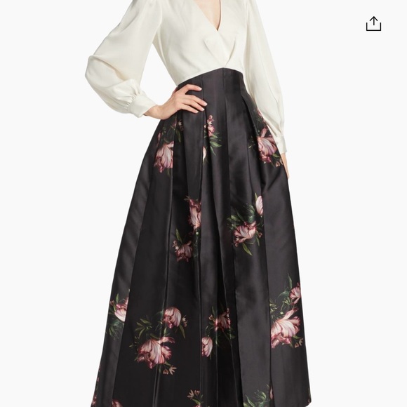 Sachin + Babi Black Maxi Skirt with Pink Floral Print and Belt - Picture 6 of 10